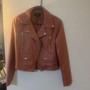 Love Tree motorcycle jacket. Size Small salmon pink